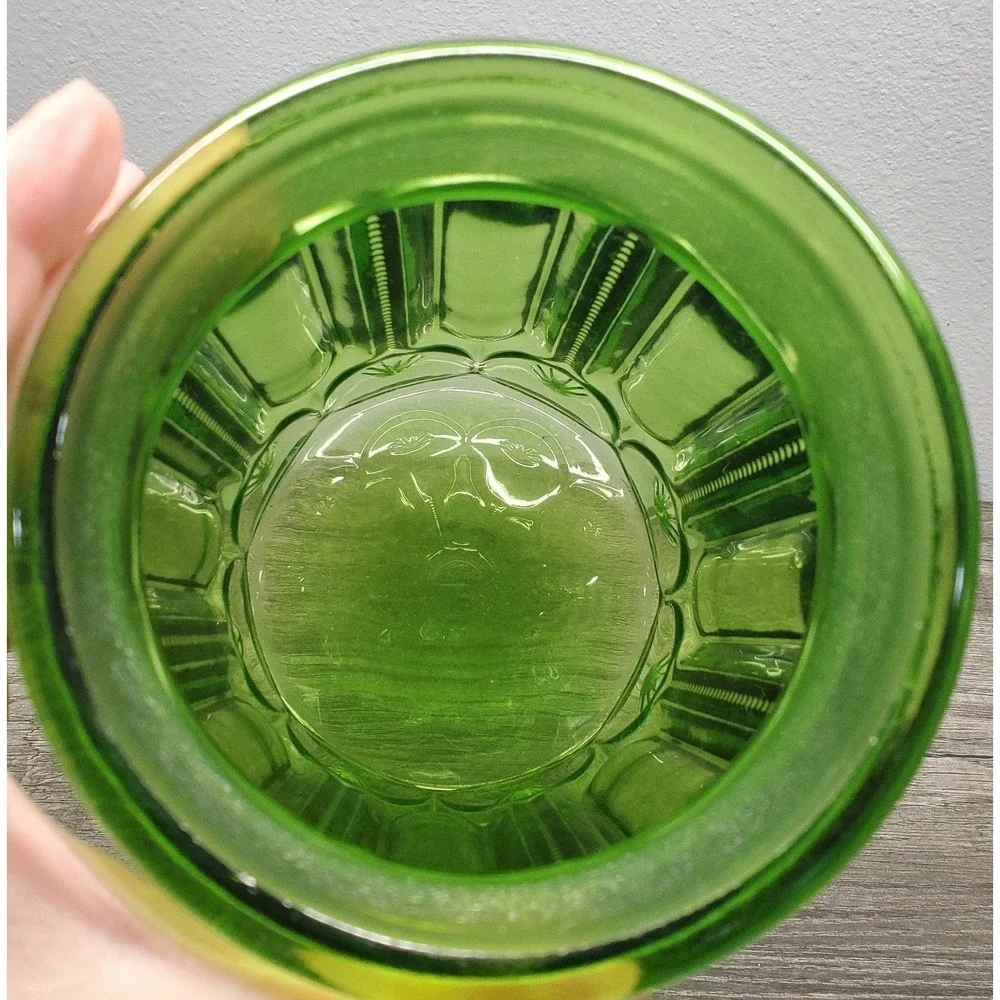 L.E. Smith Moon & Stars Green Glass Apothecary Canister 9.5 Large Jar NO LID EUC